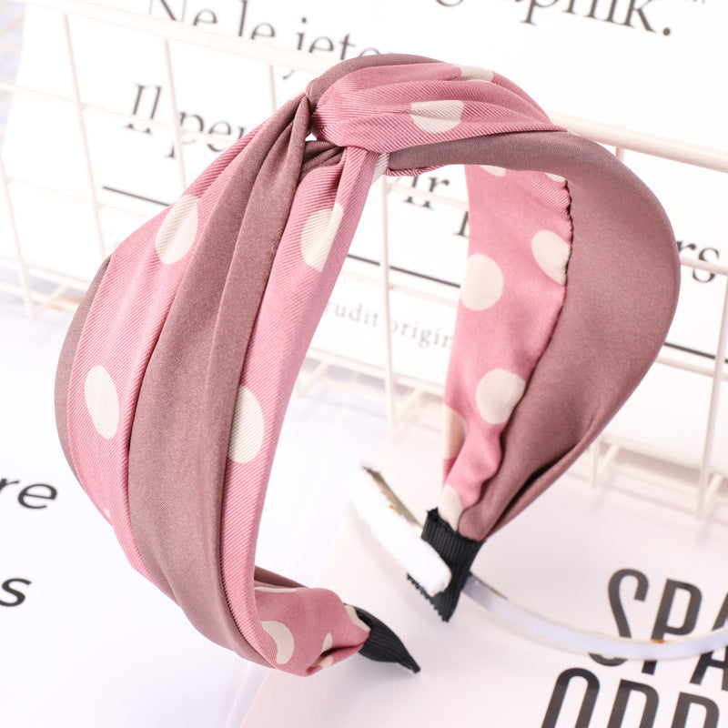 Women's broadside polka dot stitching hair band