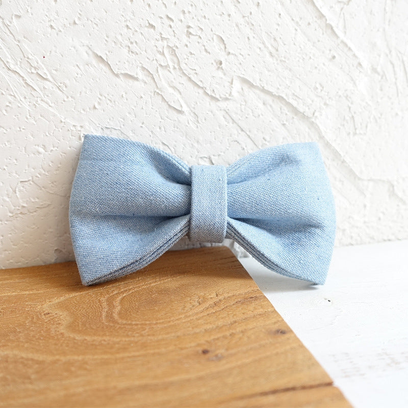 blue Pet bow double layer dog