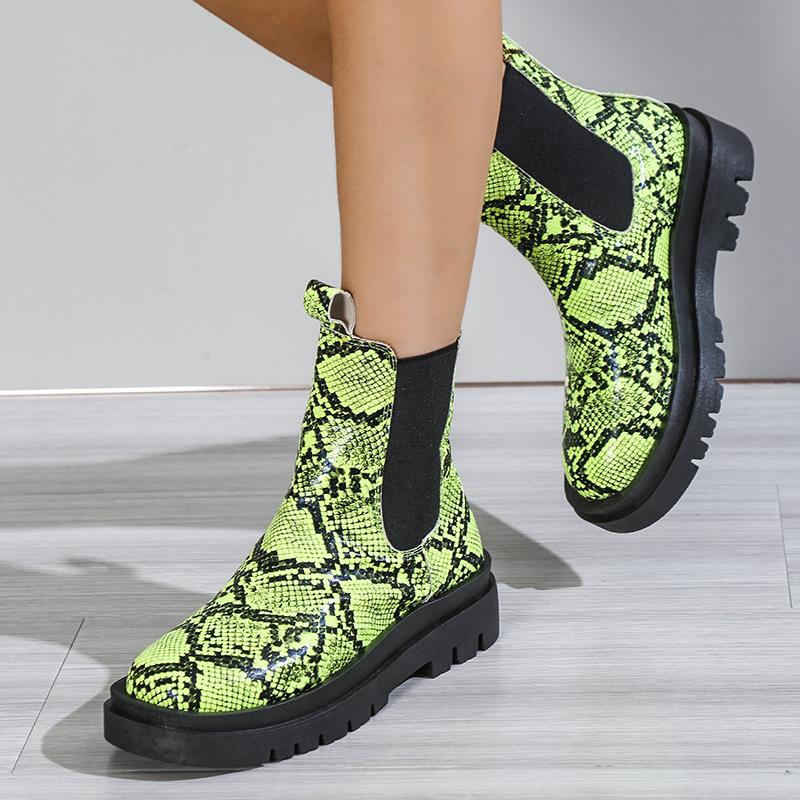 Europe And America Popular Snake Print Fashion Women's Boots