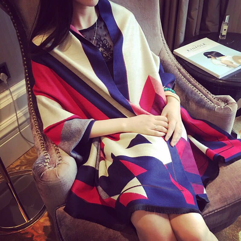 Women's double-faced jacquard cashmere scarf