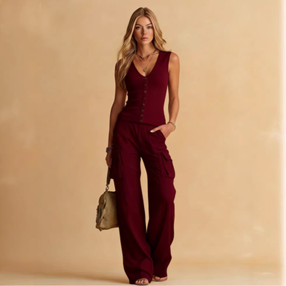 Womens Loose-fitting Pants And Top Set