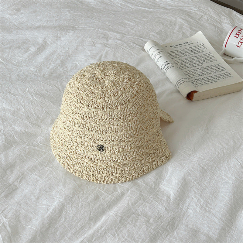 Summer Sun Hat Women's Woven Hollowed Travel Split Cap