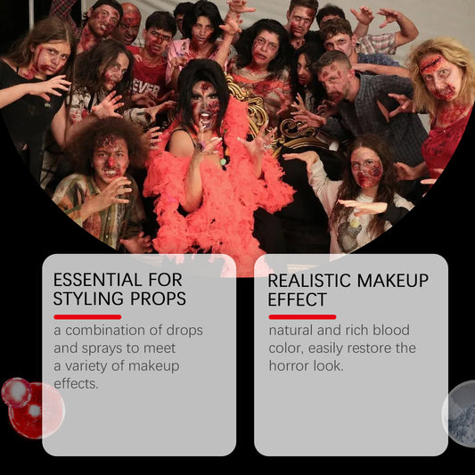 3-piece Set Washable Simulation Fake Blood Filming Horror Realistic Special Effects Makeup Set