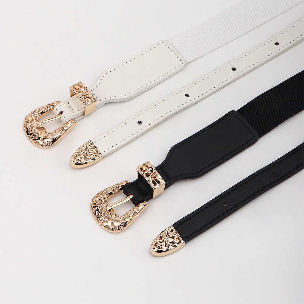 Retro Women's Thin Black Belt Decorative Coat Skirt Coat Fashion Hollowed Out Senior Sense Belt