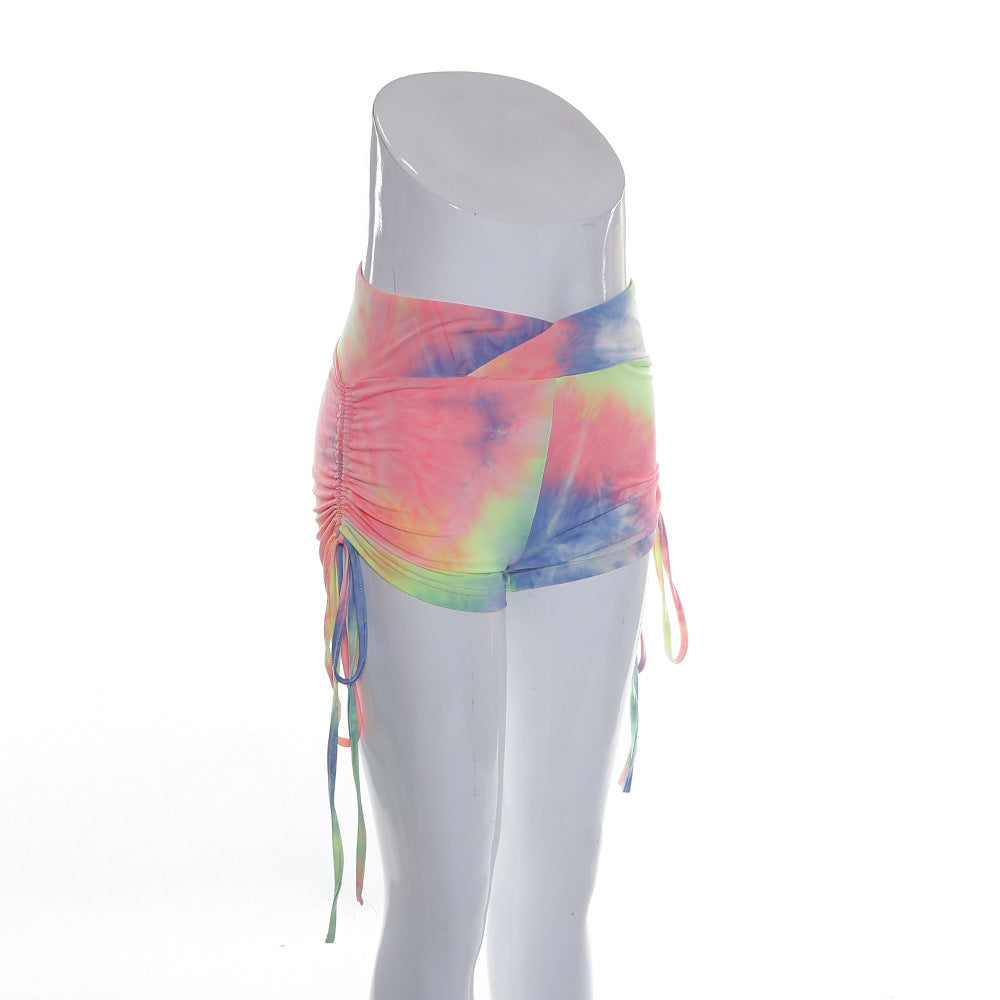 Tie-dye drawstring shorts