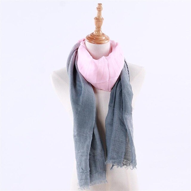 Gradient cotton and linen contrast rainbow oversized shawl