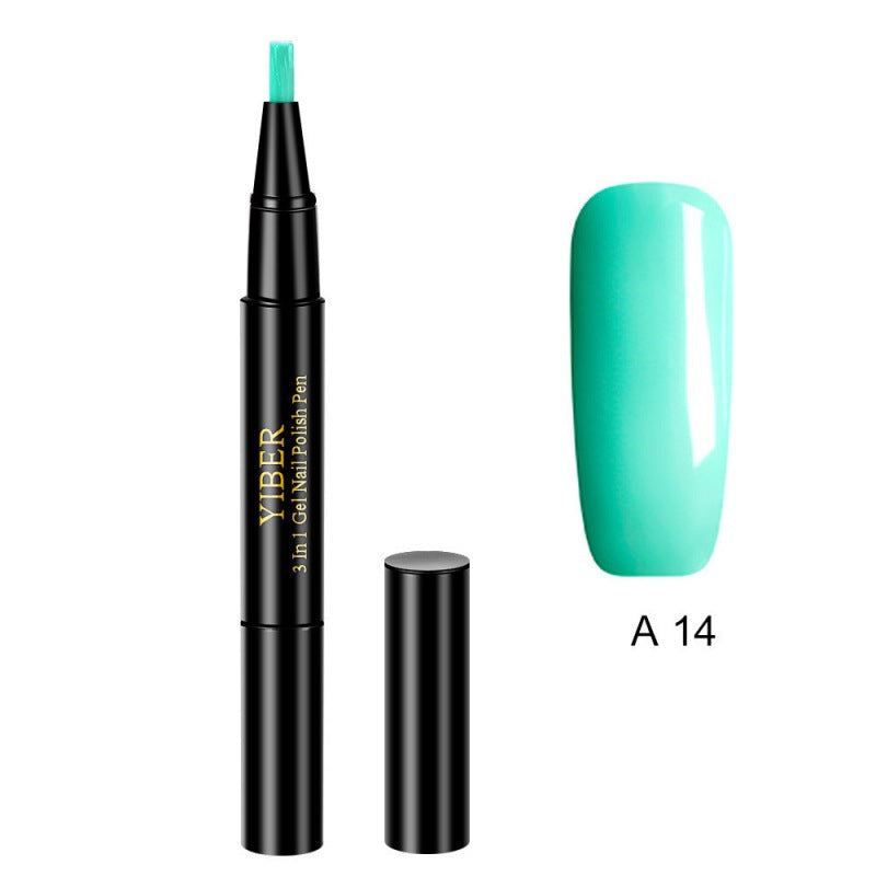 5pcs Nail Polish Pen 3 In 1 One Step Glue Pen Multicolor