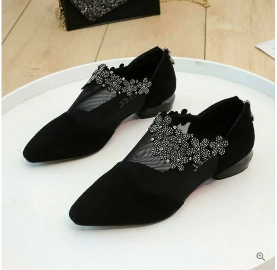 Mesh Mesh Chunky Heel Mesh Shallow Mesh Shoes
