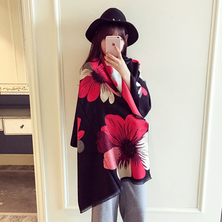 Women's double-faced jacquard cashmere scarf