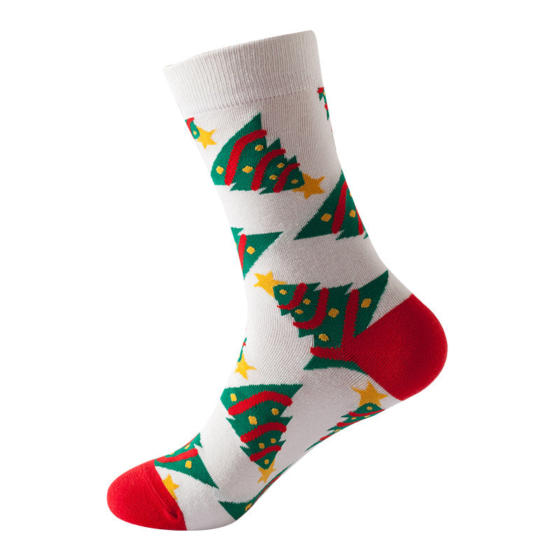 Christmas Tree Snow Elk Gift Cotton Happy Socks