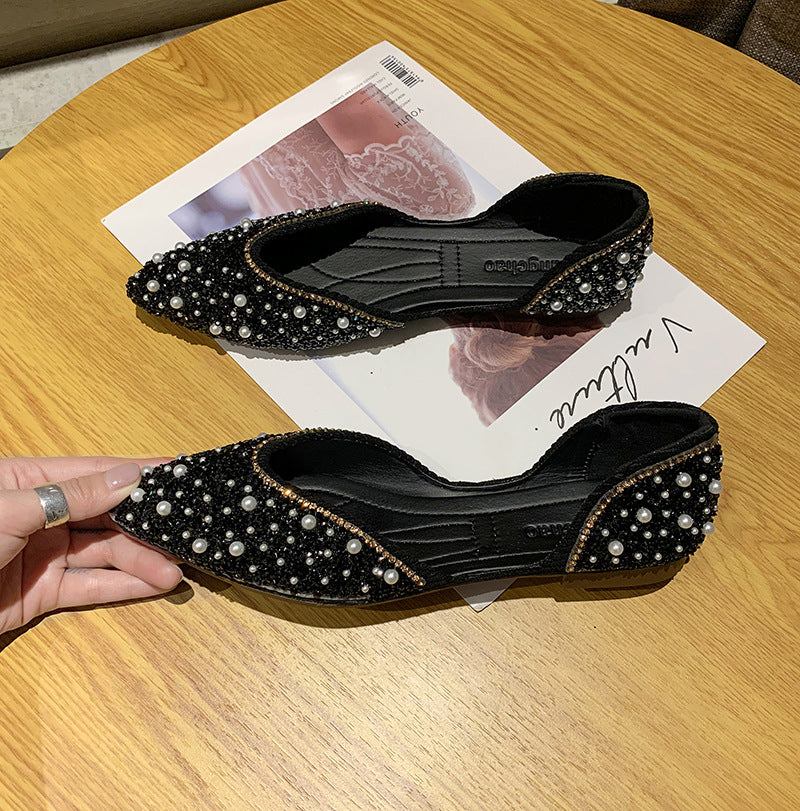 Women's Pearl Rhinestone Shallow Pointed Toe Shoes