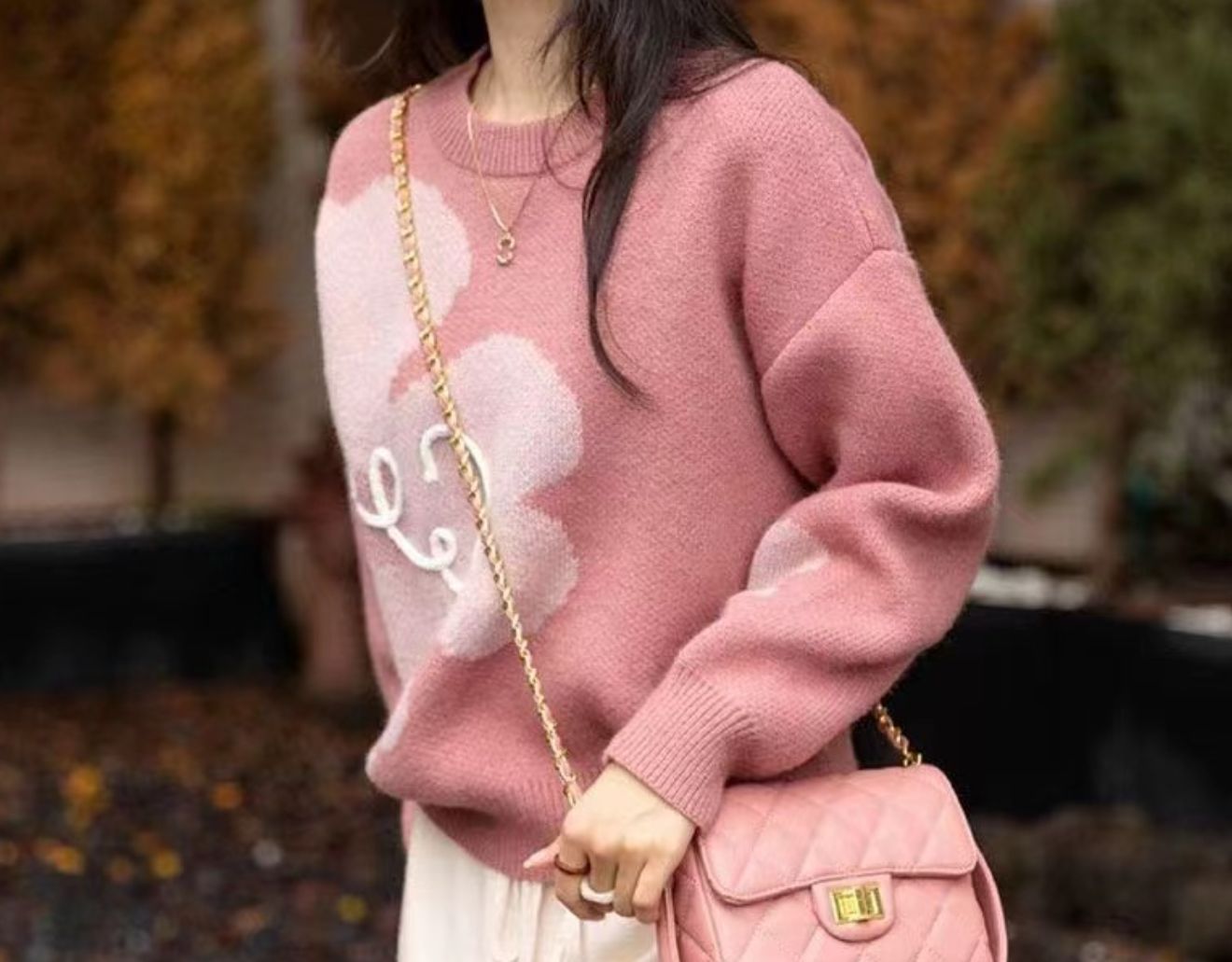 Japanese And Korean Design Sense Milk-in-water Mousse Flower Sweater Women