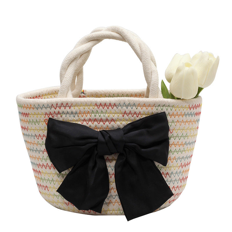 Portable Rainbow Woven Bag For Beach Vacation