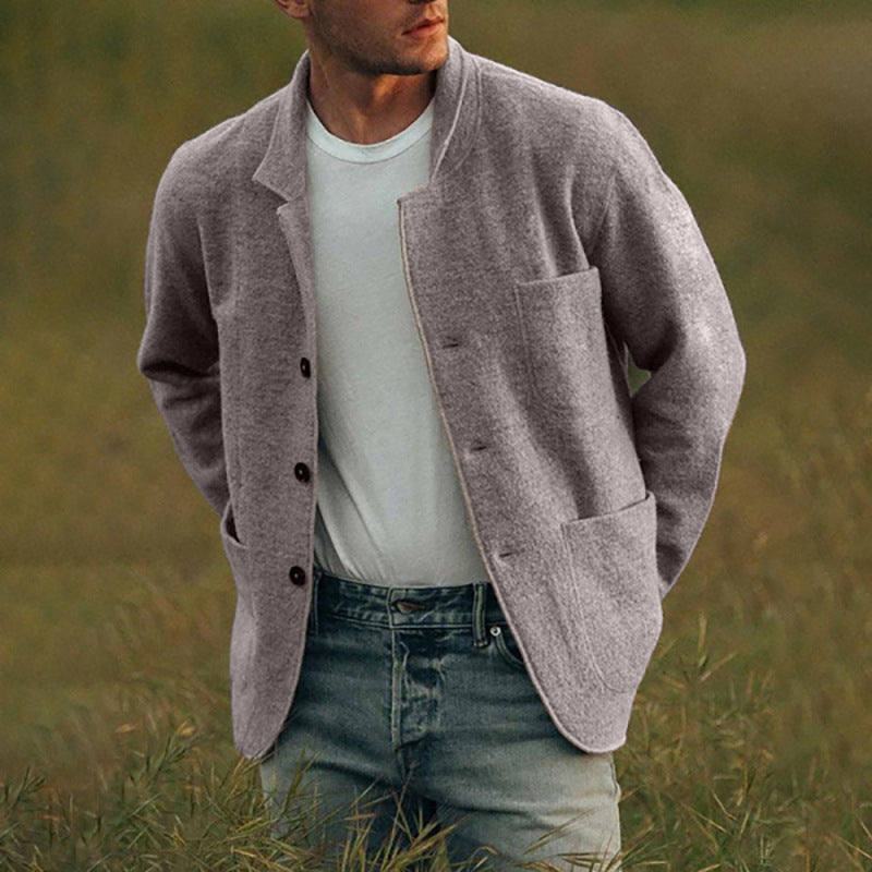 Men's Youthful Foreign Trade Solid-Color Trendy Fashion Wool Jacket