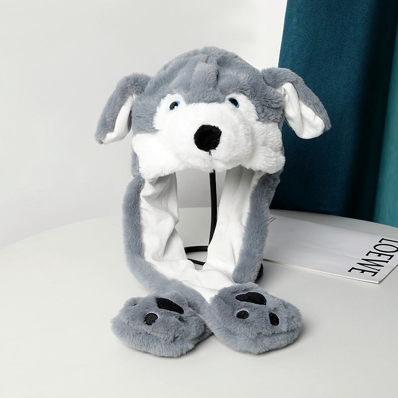 Warm Plush Moving Ear Hat