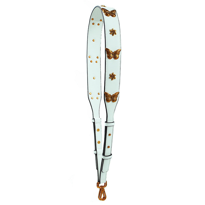 Gold butterfly women's bag wide shoulder belt