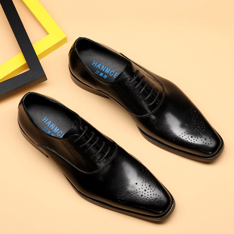 Business Men's Shoes Bullock Pointed Cattle Shoes