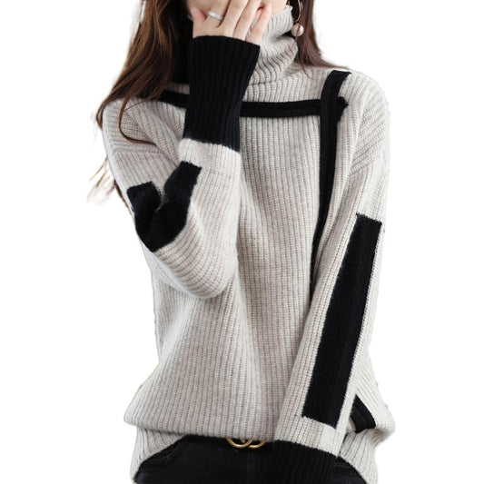 Retro Women's Sweater Turtleneck Autumn And Winter Loose