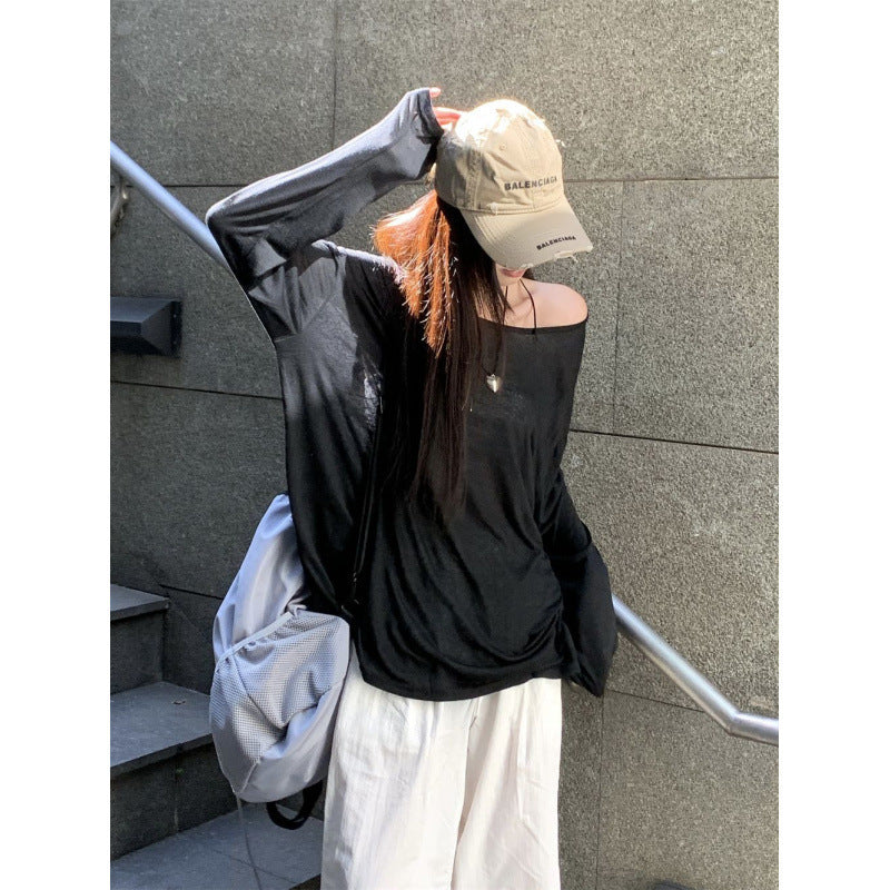 UV-protective Acrylic Lightweight Long-sleeve Blouse