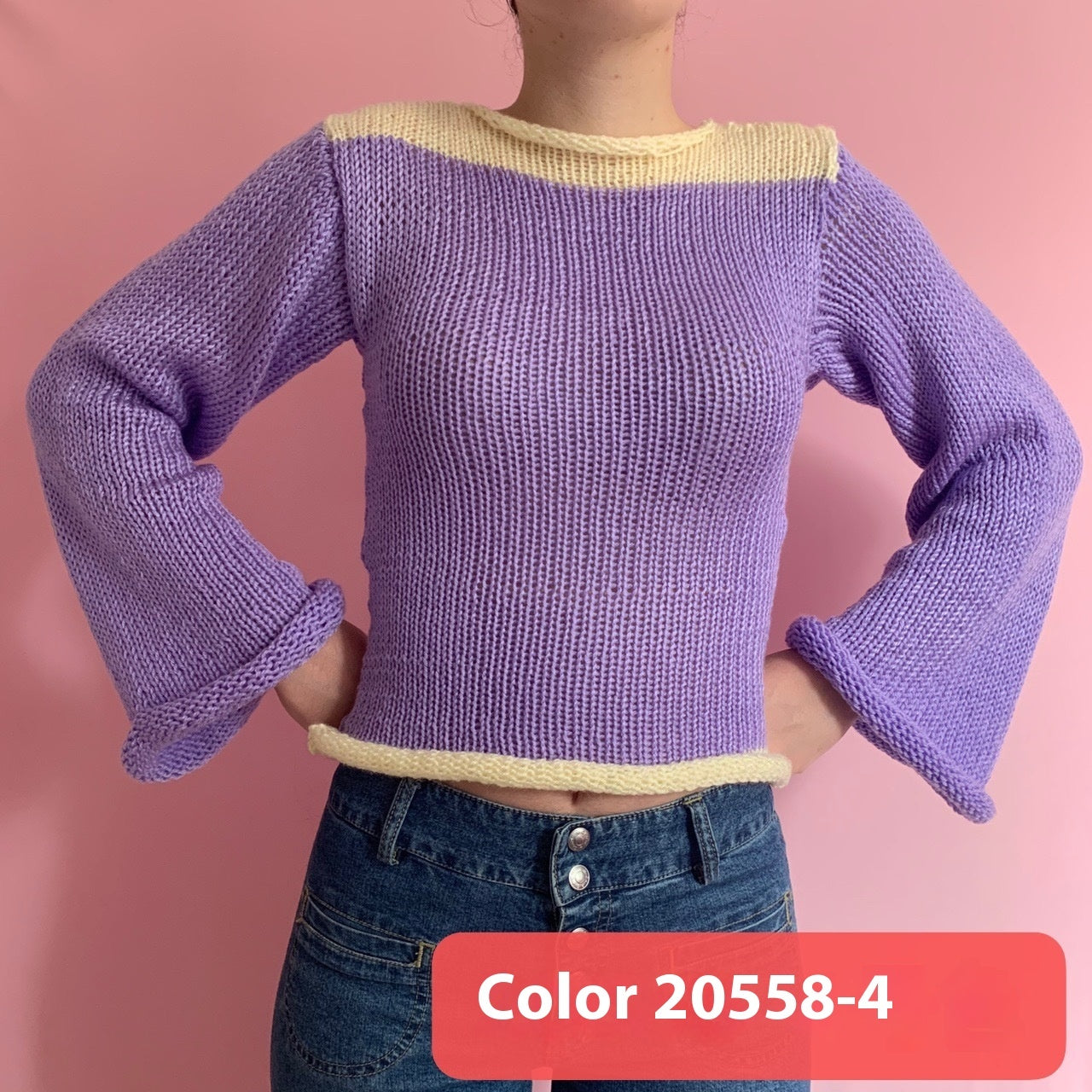 Autumn And Winter Women's Pullover Stripe Round Sweater Loose Plus Size Rainbow Sweater