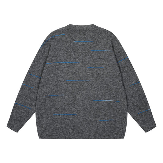 Fashion Line Knitted Cardigan Men's Sweater