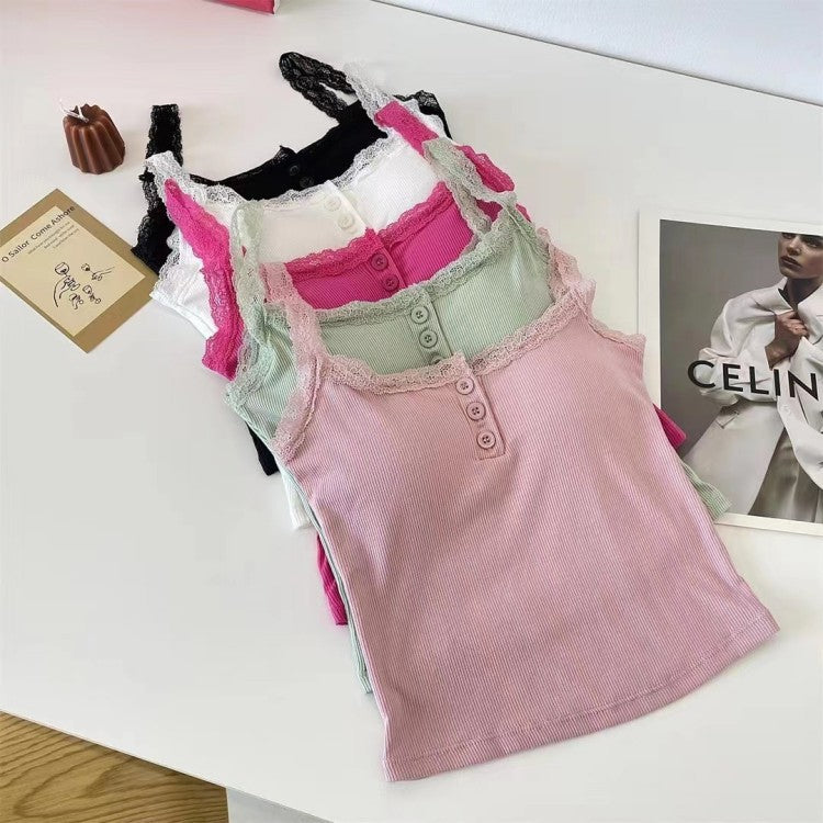 Women's Sweet Lace Solid Color Camisole
