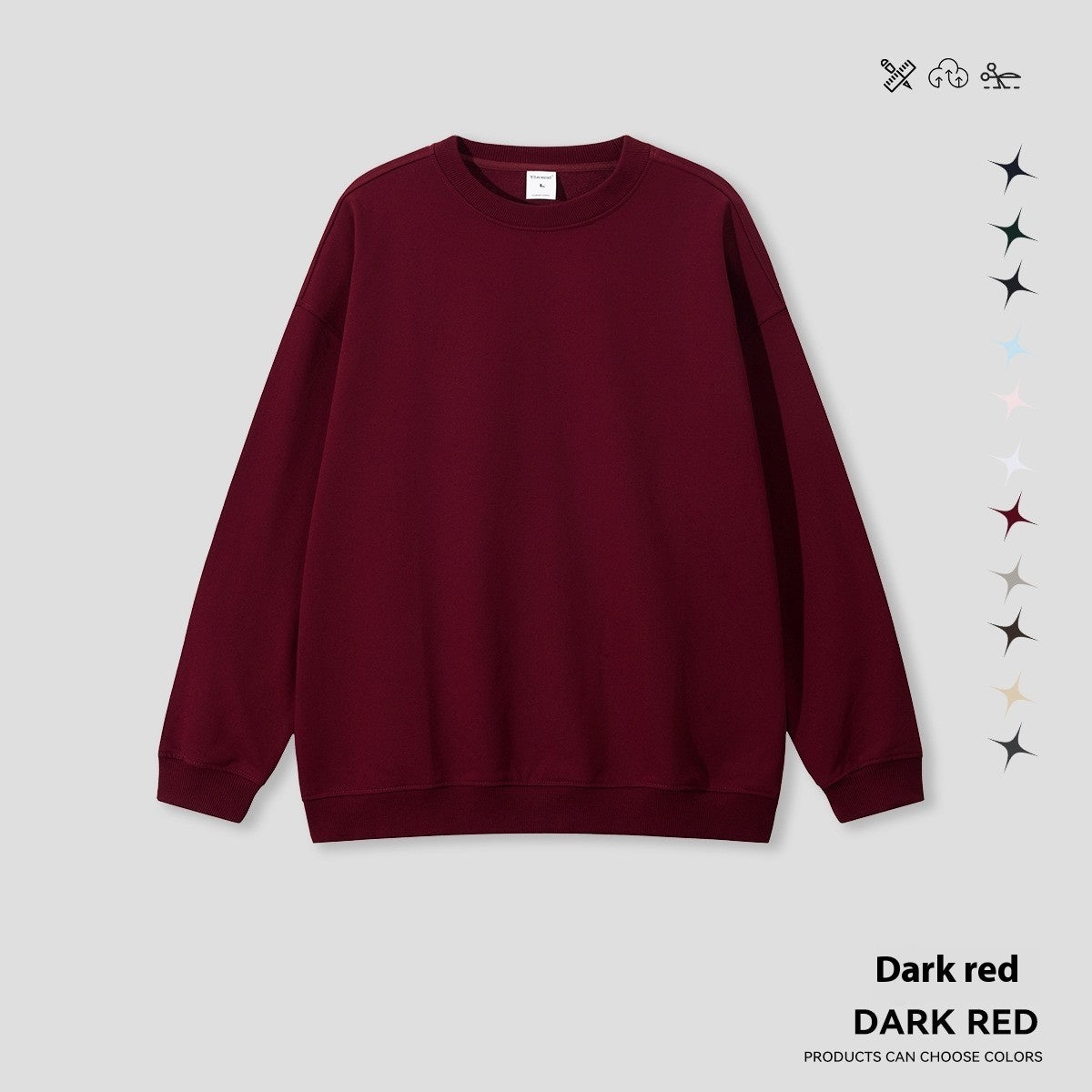 Round Neck Solid Color Hoodie Street Fashion Loose