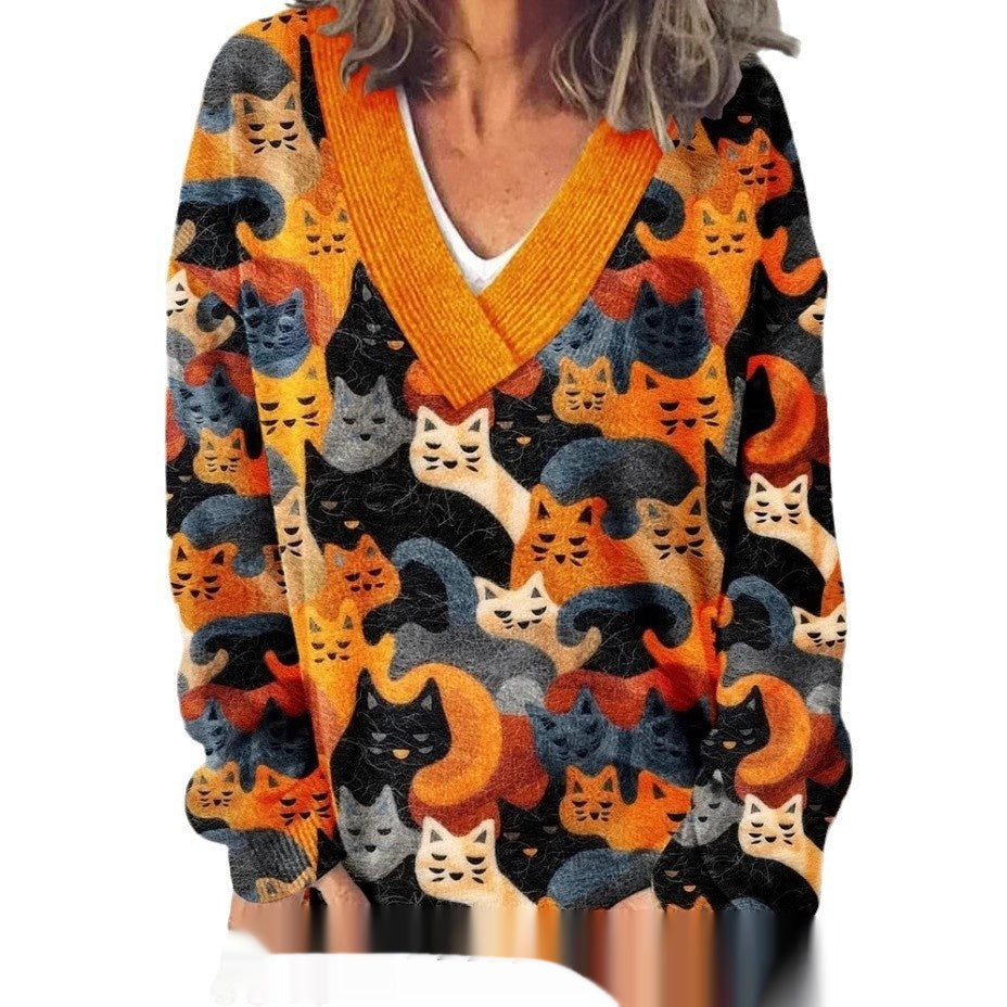 Animal Pattern Printed Casual Women's Sweater 3D