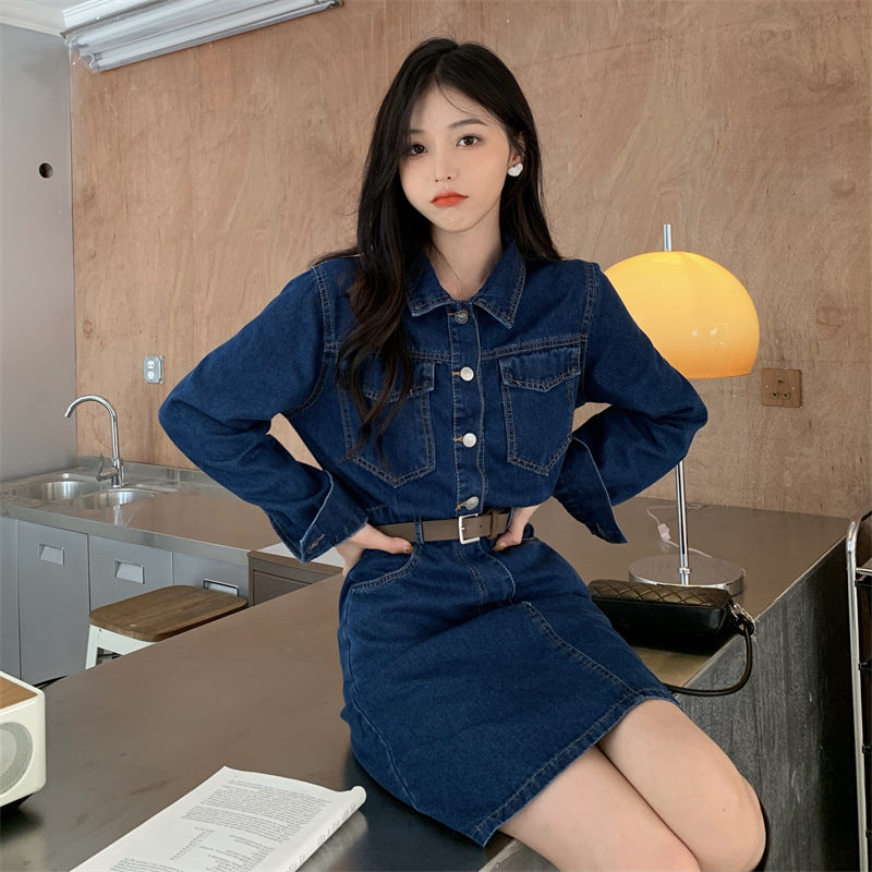 Vintage-chic Denim Dress For Women