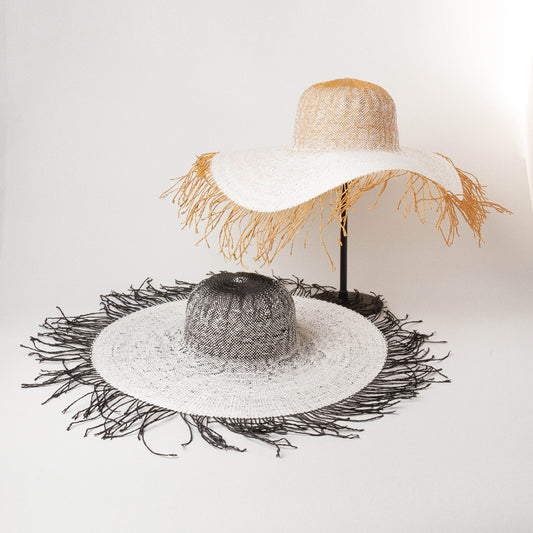 Outdoor Sunscreen Fur Brim Round Top Large Brim Straw Hat