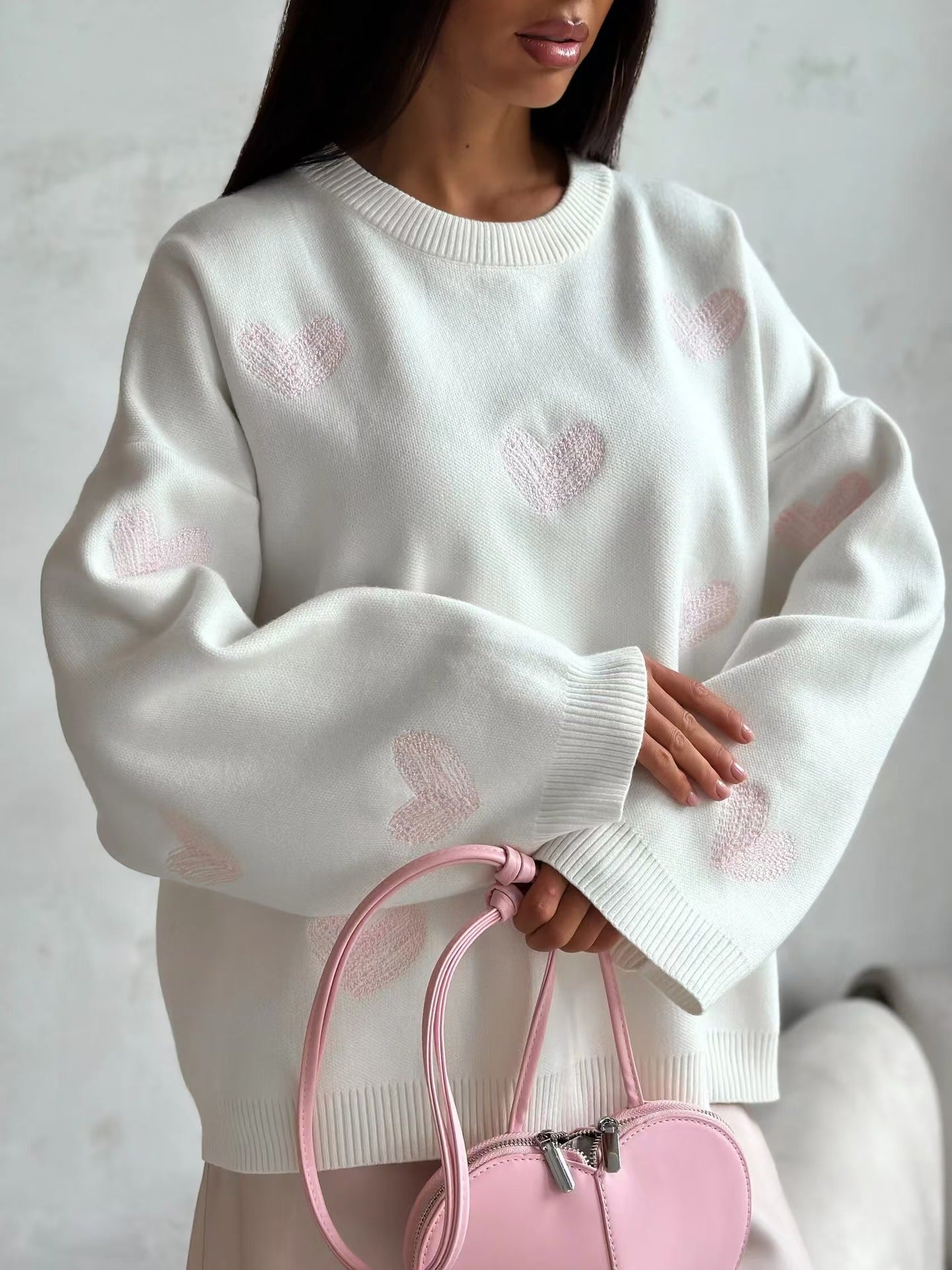 Early Autumn Idle Style Draping Round Neck Long Sleeve Women's Sweater