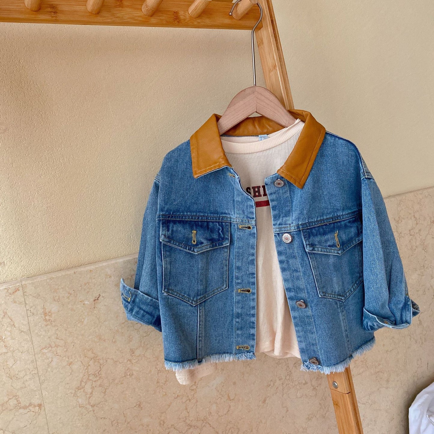 Children's Stitching Denim Jacket Boys And Girls All-match Cardigan Top