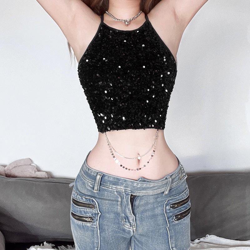 Womens Sexy Chic Metal Chain Backless Camisole