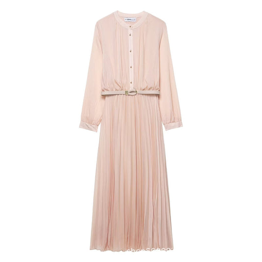 Midi Dress With Belt And Pleats