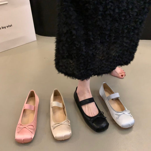 Flat Gentle Ballet Slipper Spring And Summer New French Vintage Satin Peas Shoes