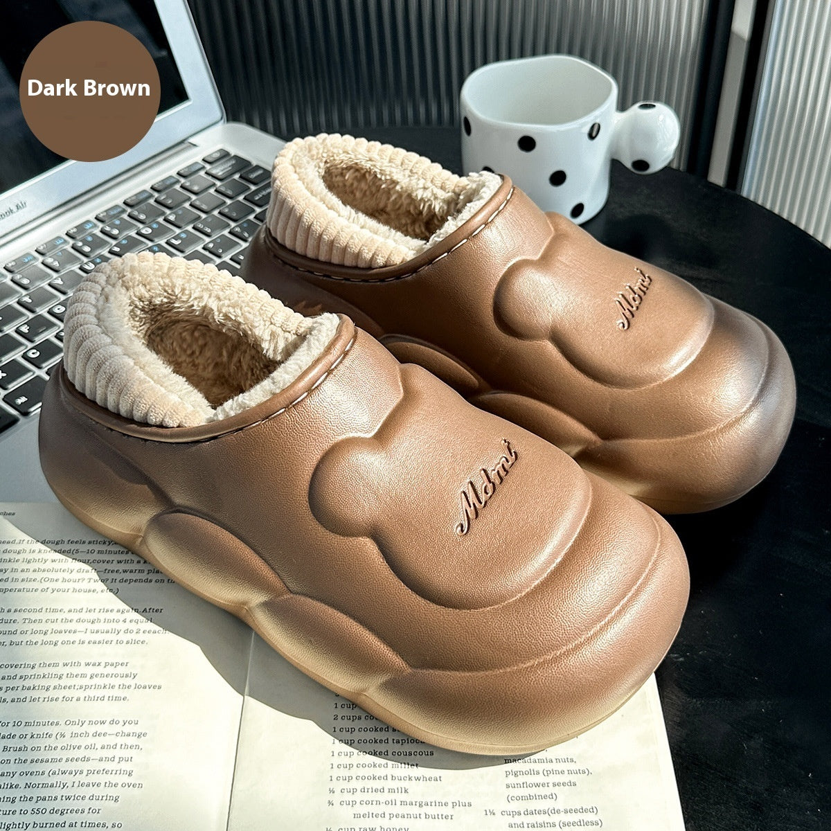 Home Indoor Shit Feeling Wool Sleeper Platform Heel Covered