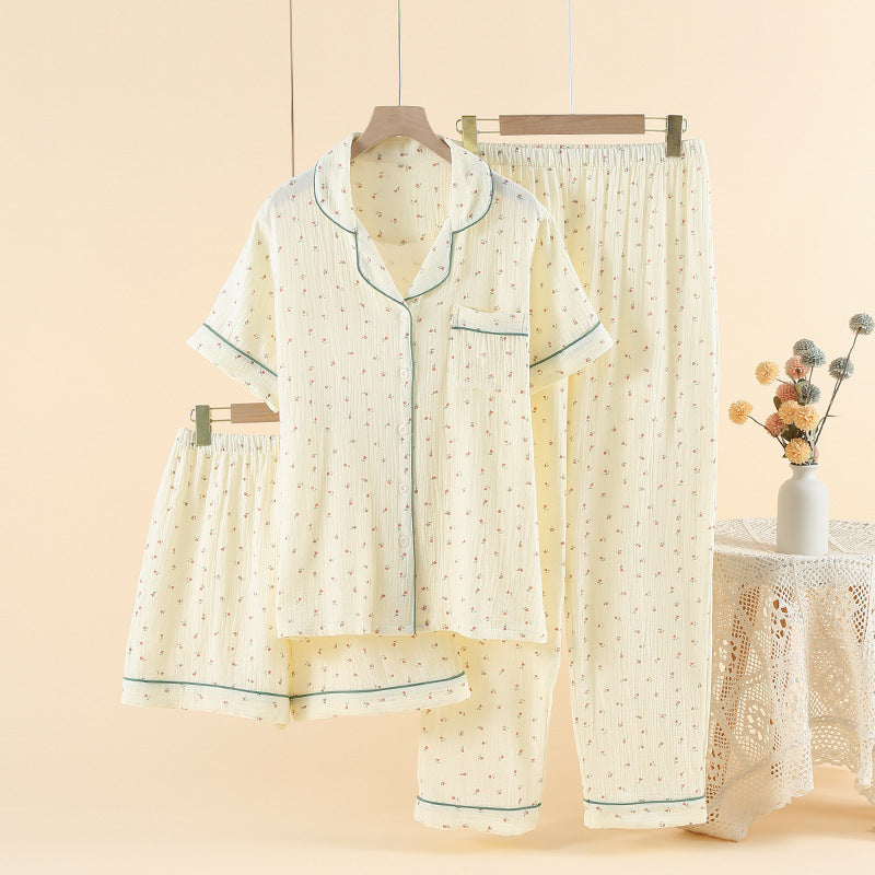 Women's Crepe Cotton Yarn Fashion Three-piece Set