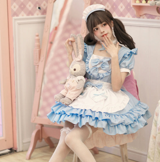 Japanese-style Soft And Adorable Maid Outfit Cute And Sweet Pink Maid Uniform Set Perfect For Cosplay
