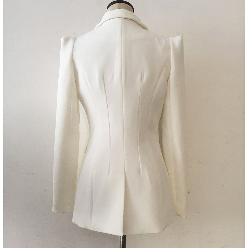 Women's Slim Fit Mid Length Shrug One Button Jacket