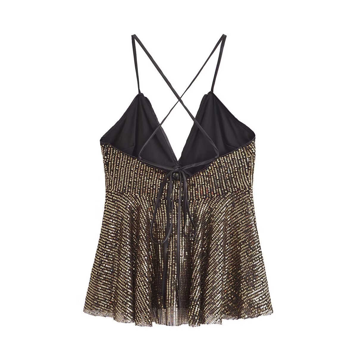 Womens Fashionable Sexy Sequin Cross-Back Camisole