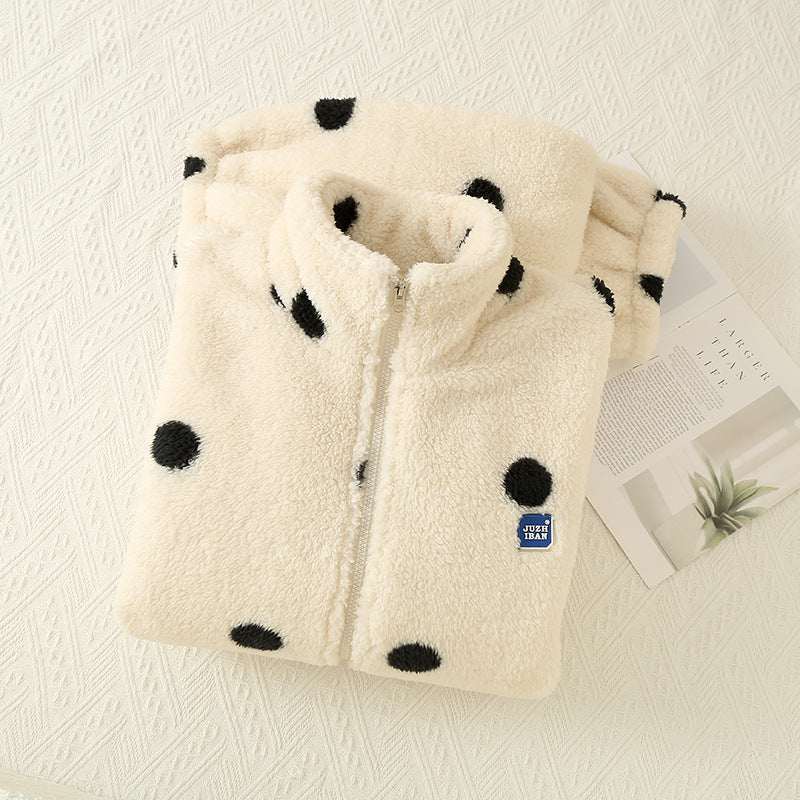 Women's Flannel Thickened Zippered Two-Piece Pajamas