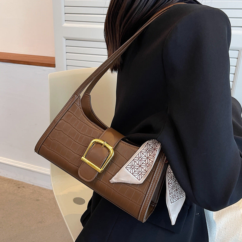 High Sense Special-interest Design Spring Alsidig Mode En Skulder Underarm Baguette Taske