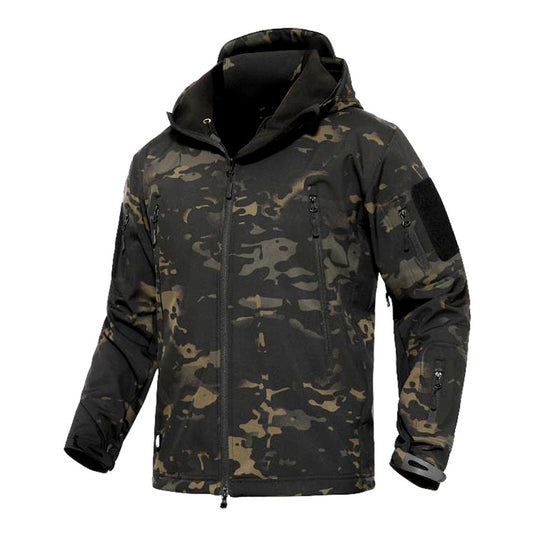 Large-size Softshell Fleece Outdoor Jacket Warm Camouflage For Winter