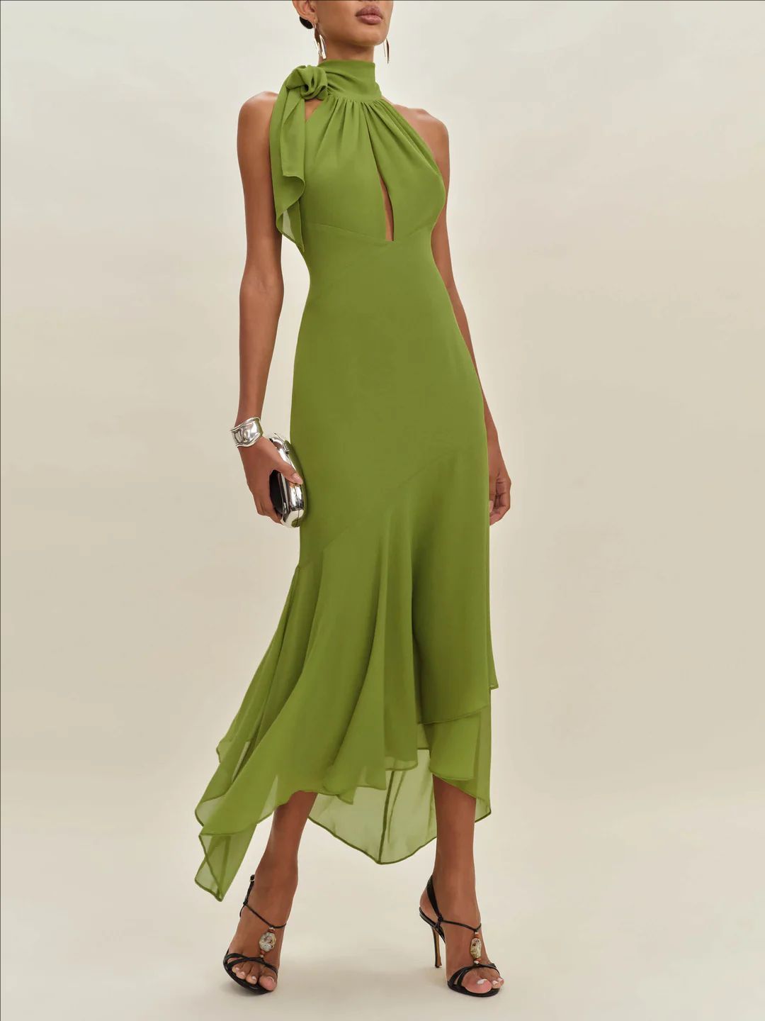 Small-design Ruffled Dress Figure-flattering Long For Women