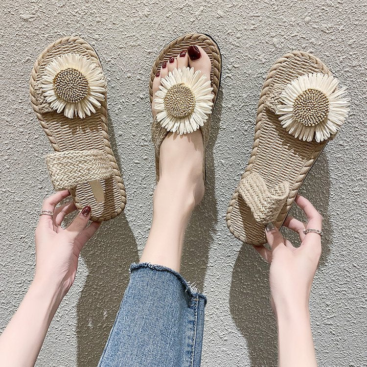 Outdoor Little Daisy Slippers Women's Outer Wear Flat Low Heel Slip-on