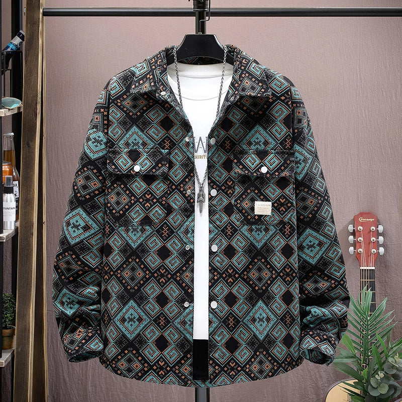 Teenagers Loose Printed Long-sleeved Shirt