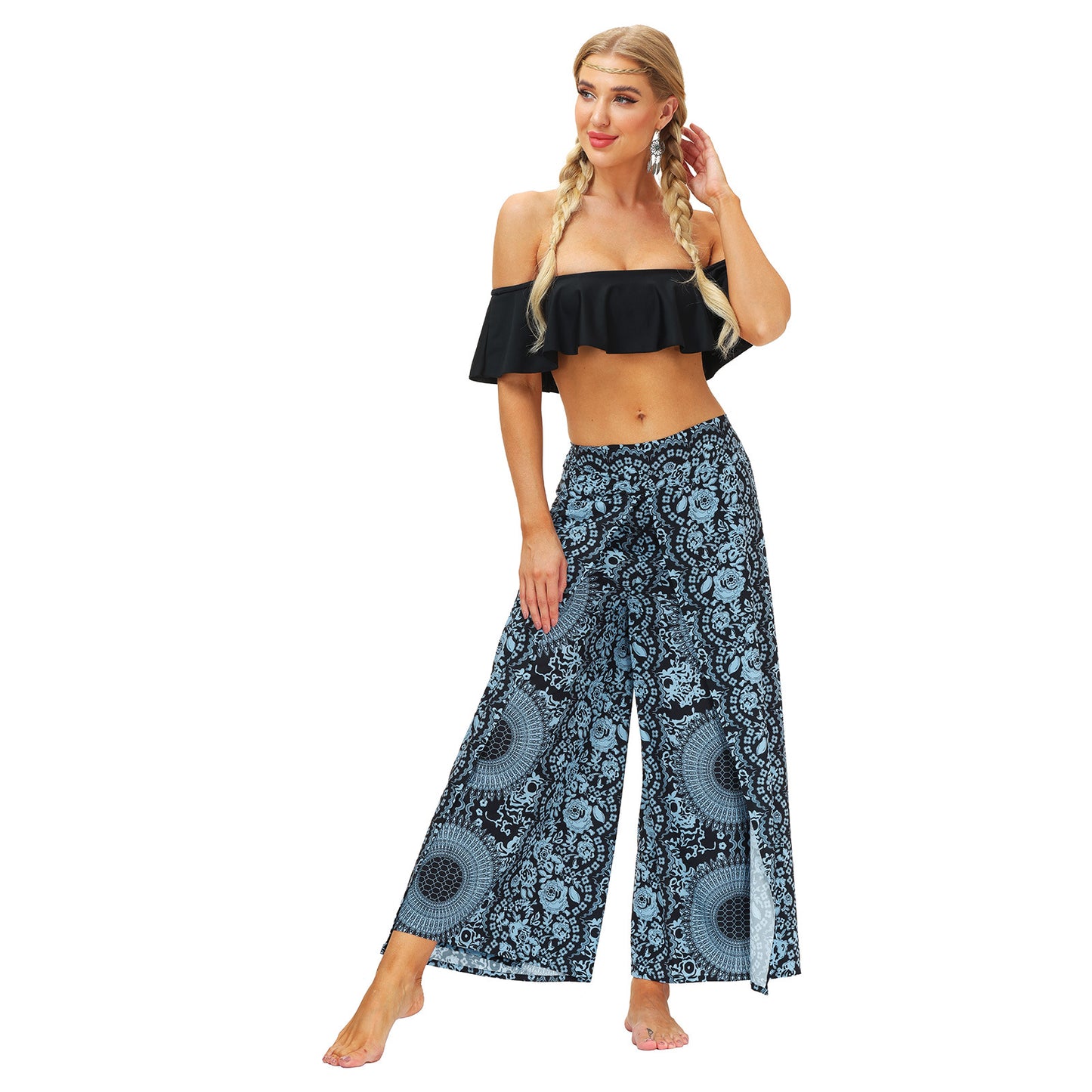 Digital Printing Women's Breathable And Comfortable Straight-leg Pants