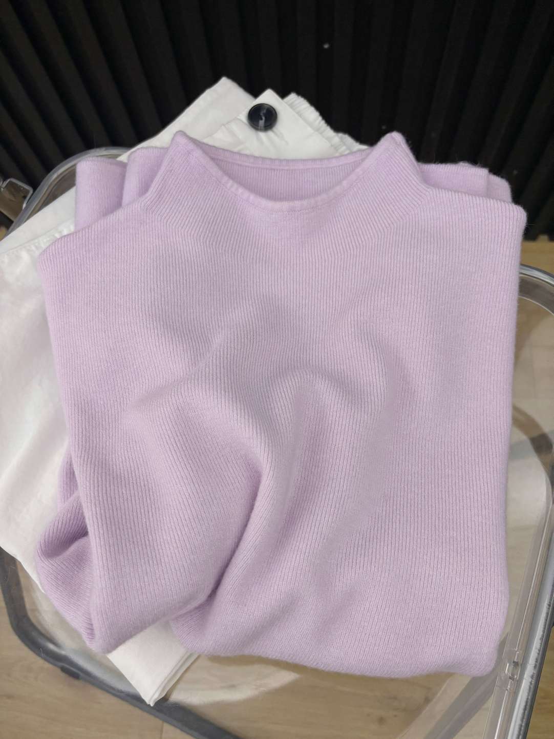 Simple Casual Stand Collar Shoulder Long Sleeve Sweater
