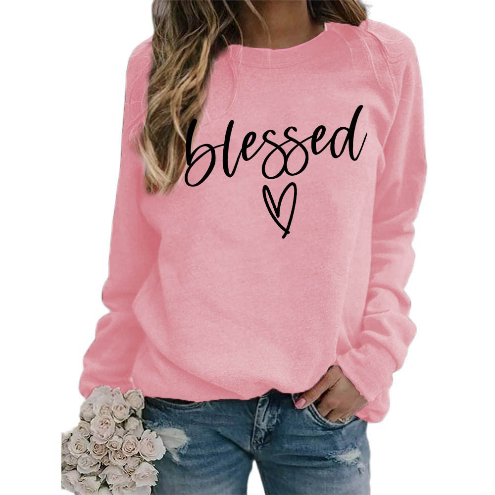 Love Print Round Neck Women's Top