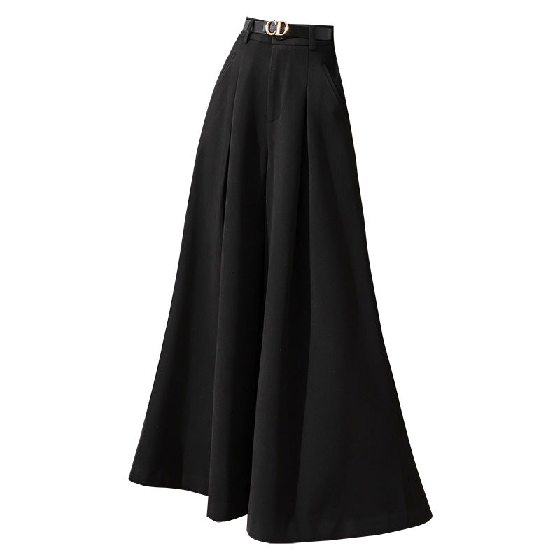 Woolen Wide-leg  Cropped Pants Autumn And Winter New High Waist